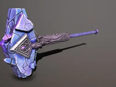 crystal hammer Low-poly 3D model