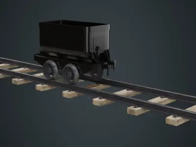 Mining Cart 1A Low-poly 3D model