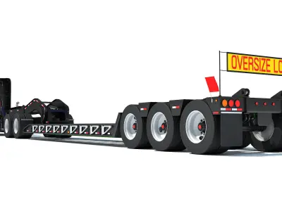 Heavy Truck with Lowboy Trailer 3D model buy