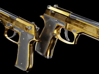 Low Poly Beretta M9 Low-poly 3D model