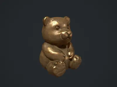 Bronze Teddy Bear Statue Low-poly 3D model