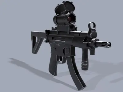 MP5 with Scope Low-poly 3D model