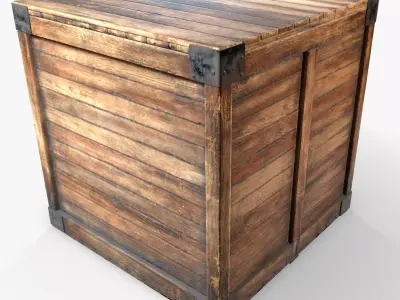 Wooden Crate Game Ready PBR Textures Low Poly Low-poly 3D model