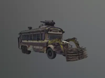 Post-Apocalyptic  Bus   Free 3D model