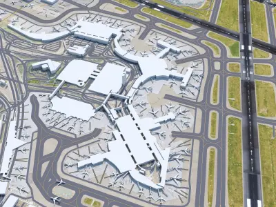 Boston Logan Airport 10km Low-poly 3D model