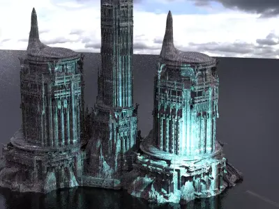 Pillars of the Giant two towers 3D model