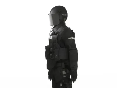 SWAT Tactical Soldier 3D Model Rigged Game Ready Special Forces Low-poly 3D model
