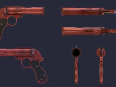 Flaregun revolvers Low-poly 3D model