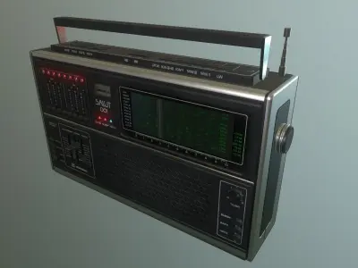 Soviet retro radio Salut-001 German version Low-poly 3D model
