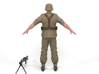 German Soldier 4 - Afrika Korps Low-poly 3D model