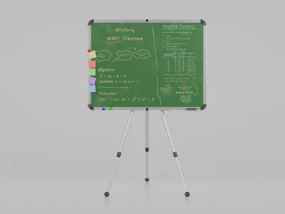 Customizable Metal Greenboard with Stand - Writing Board Low-poly 3D model