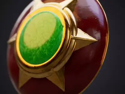 Amazon shield with magic green stone 3D model
