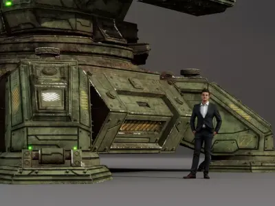 Heavy Sci-Fi Urban Defense Turret - PBR Game Ready Low-poly 3D model