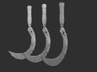 Sickle sword with long handle Low-poly 3D model