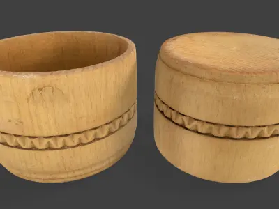 Wooden Kitchen Utensils Low-poly 3D model