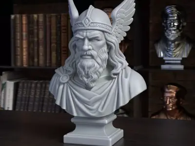 Odin Bust Sculpture 3D Printable STL File 3D print model