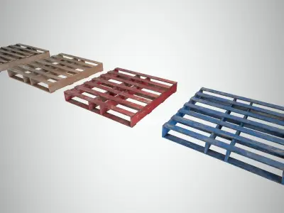 Wood Pallet Low-poly 3D model 5