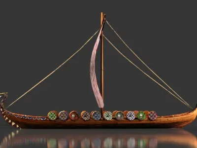 Boat 3d low poly old boat 3D model