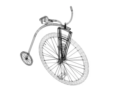 Velocipede bicycle with wooden handle Low-poly 3D model