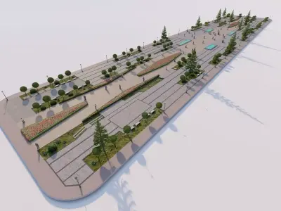public park-Private Park Landscape 3D model 11