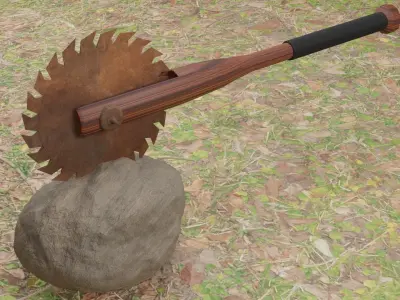 Zombie saw bat Low-poly 3D model