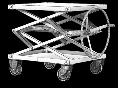 Industrial Scissor Lift Stainless Steel 3D model