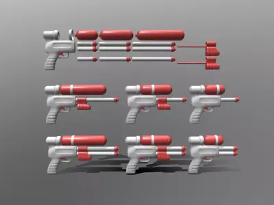 Modular Water Pistol Low-poly 3D model