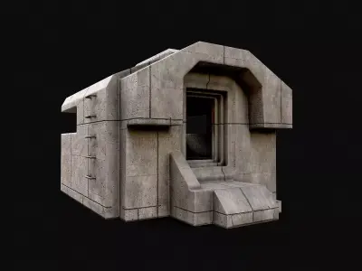 Military Concrete Bunker Base 4 Low-poly 3D model