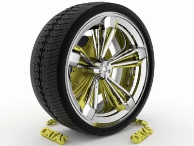 ORTAS CAR WHEEL RIM 101 GAME READY WHEEL RIM TIRE 3D model