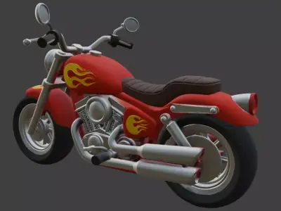 Cartoon Red Chopper Motorcycle 3D Model 3D model purchase