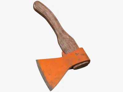 Old axe with wooden handle 3D model