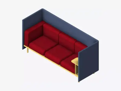 Furniture - Sofa - Contemporary - Flame - - Work Shelf - Right Low-poly 3D model