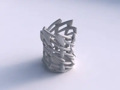 Vase wide on top part with interlacing lattice and extruded l... 3D print model 4