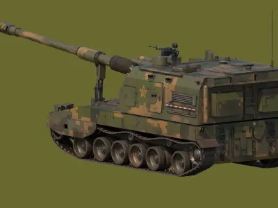 PLZ05 Self-propelled howitzer Low-poly 3D model