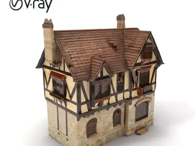 Vintage Tudor House D Model Pack Low-poly 3D model
