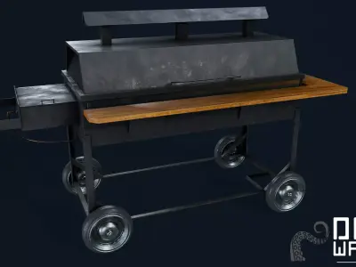 BBQ Grill - PBR Game Ready Low-poly 3D model