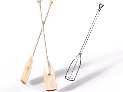 Wooden Paddle Oar for Rowing Boat  3D model