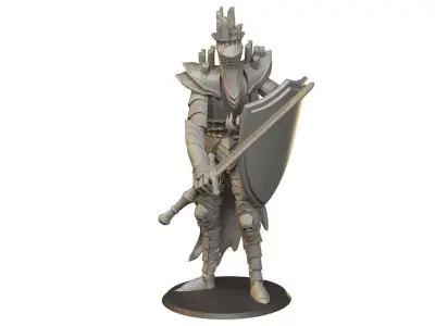 Cursed Knight with sword and shield 3D print model
