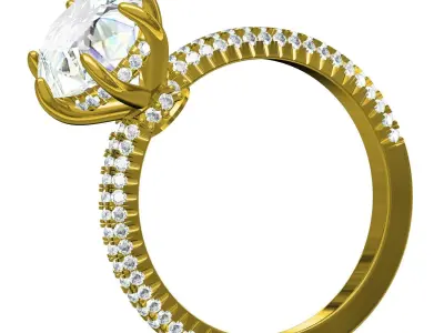 Antique Micro Prong Setting Solitaire Engagement Ring 3D print model