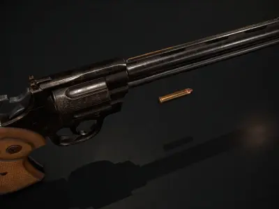 Revolver Low-poly 3D model 9