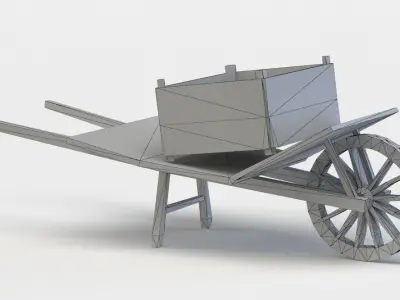 Barrow wooden chair Low-poly 3D model