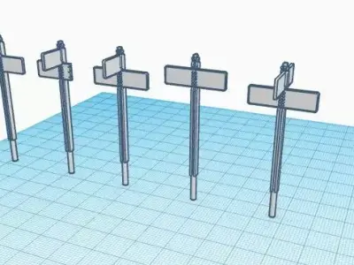 H0 scale Roadsigns vintage 3D print model