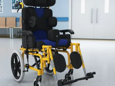  Cerebral Palsy Wheelchair for Children Rigged for Cinema 4D 