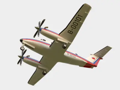 Beechcraft King Air B100 Cockpit Included 3D model
