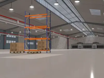 Warehouse with Office and Rack 3D model