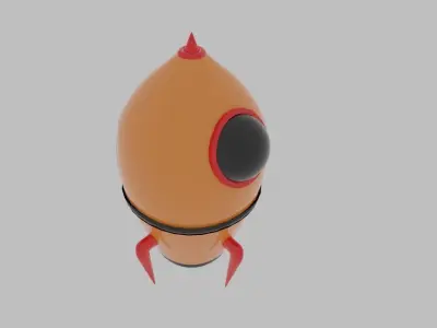 Cartoonish Colorful Spaceship Sky Rocket Low-poly 3D model