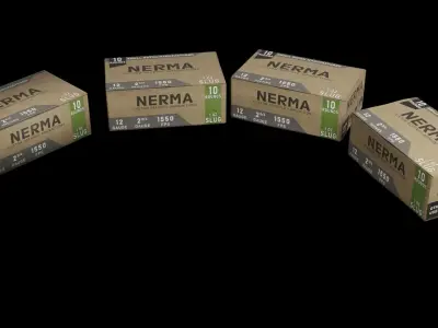 Shotgun Shells 12-70 with boxes Low-poly 3D model