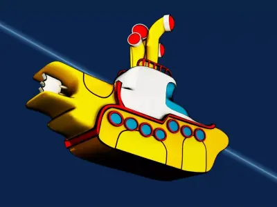 Yellow submarine cartoon 3D model