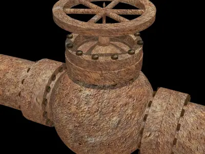RUsted Connection Of Pipes  Low-poly 3D model