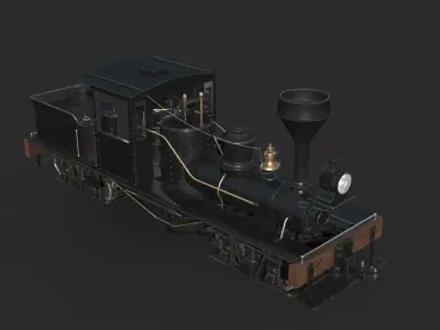 Old-fashioned steam locomotive 3D model